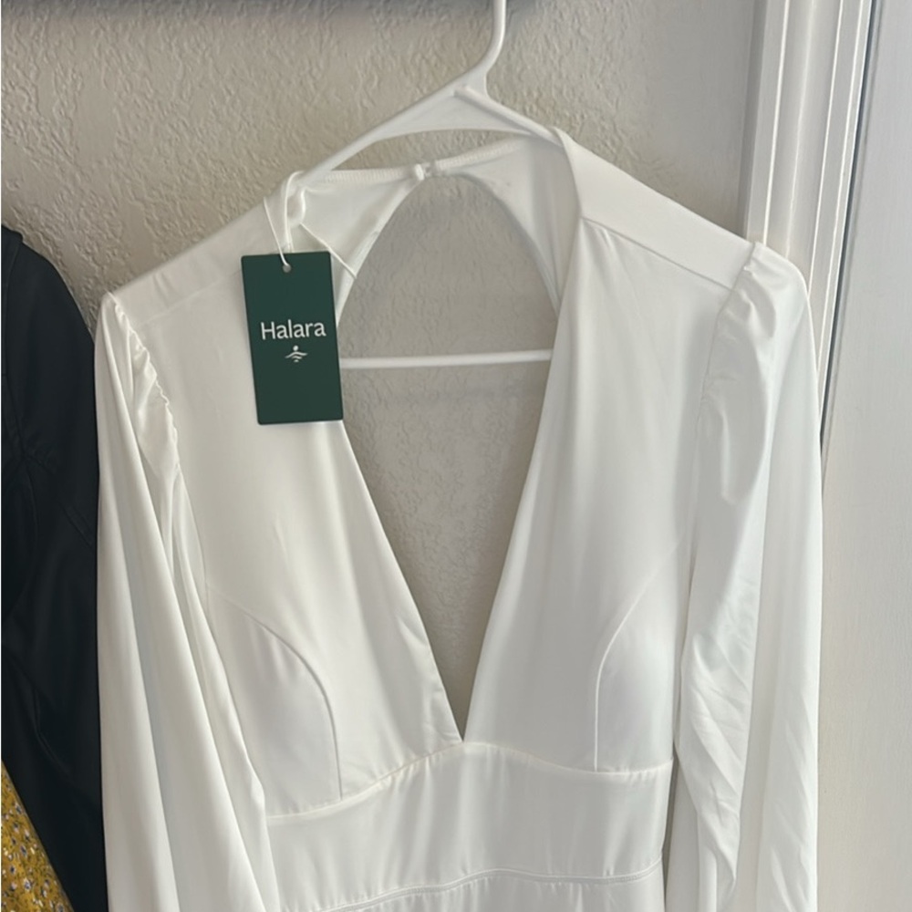 Halara long sleeved white dress